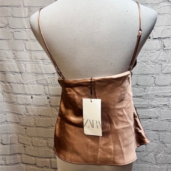 Zara Women's Ruffled Satin Camisole - Pink - Picture 4 of 6